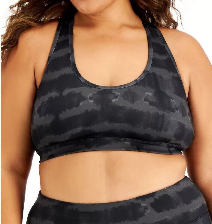 ID Ideology Women's Tie Dyed Sports Bra Black Size 3X