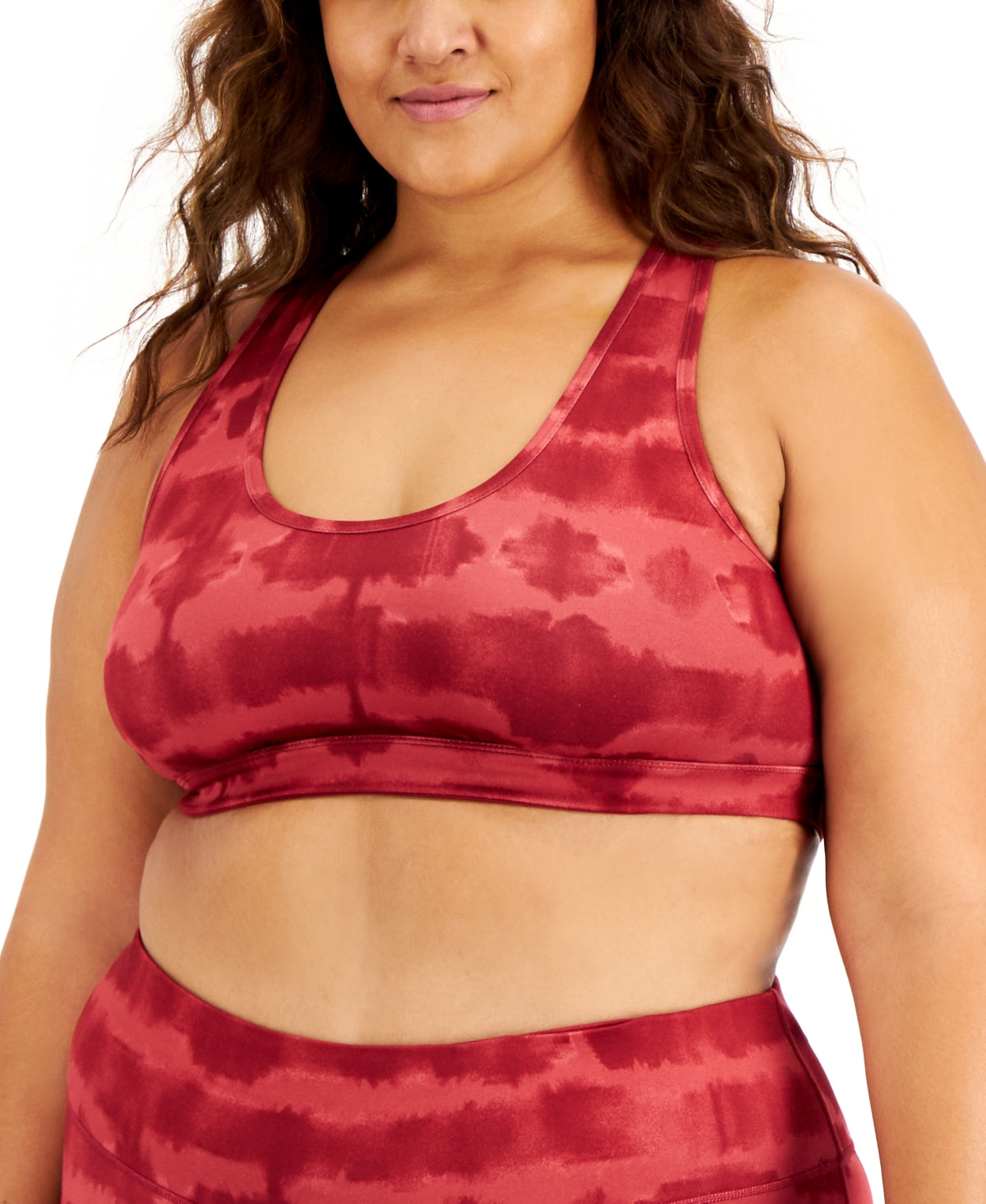 ID Ideology Women's Tie Dyed Sports Bra Red Size 2X