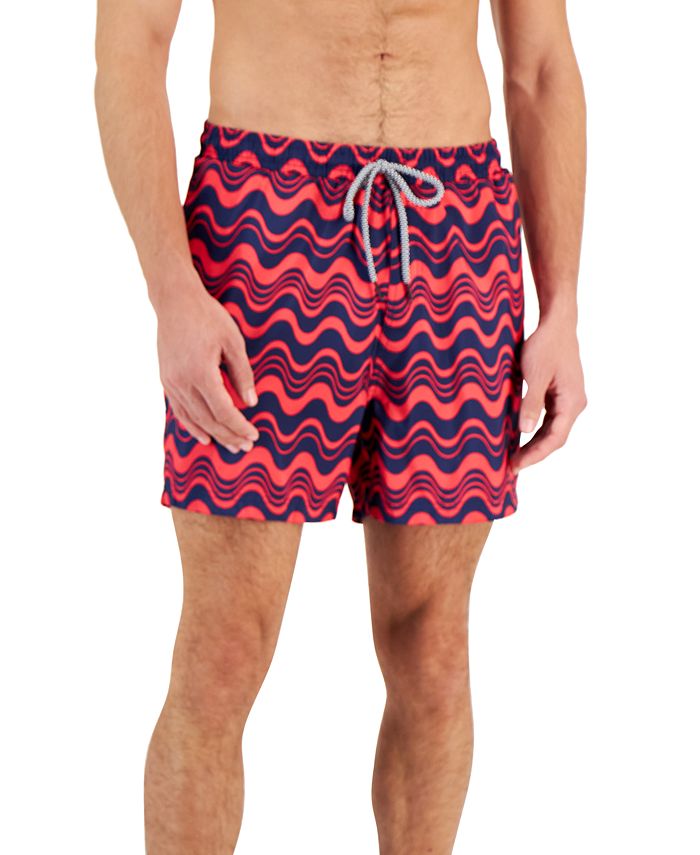 INC International Concepts Men's Wave Print Swim Shorts Blue  Size XX-Large