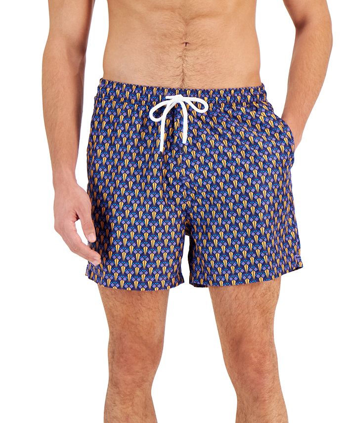 INC International Concepts Men's Bicho Geometric Print Swim Shorts Blue Size Medium