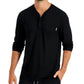 Alfani Men's Quarter Zip Henley Shirt Black Size X-Large