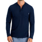 Alfani Men's Quarter Zip Henley Shirt Blue Size Medium