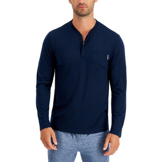 Alfani Men's Quarter Zip Henley Shirt Blue Size X-Large