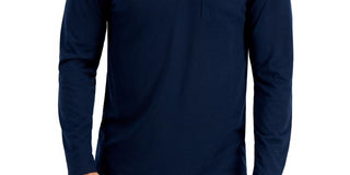 Alfani Men's Quarter Zip Henley Shirt Blue Size X-Large
