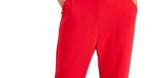 Alfani Women's Elastic Waist Pants Red Size Petite Medium