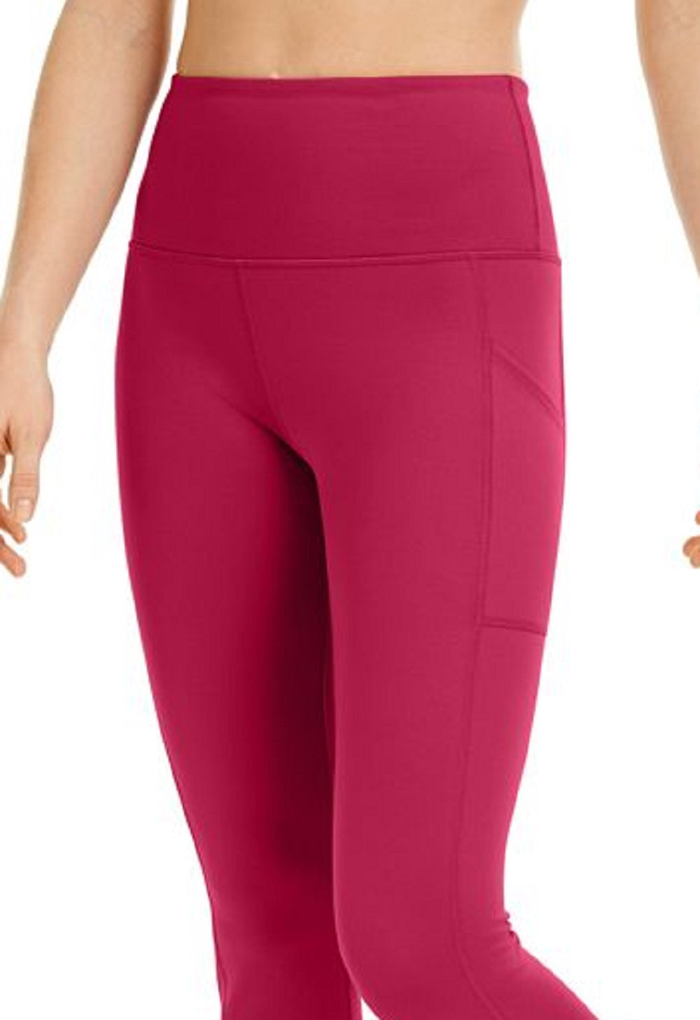 ID Ideology Women's High Rise Side Pocket Cropped Leggings Pink Size Small