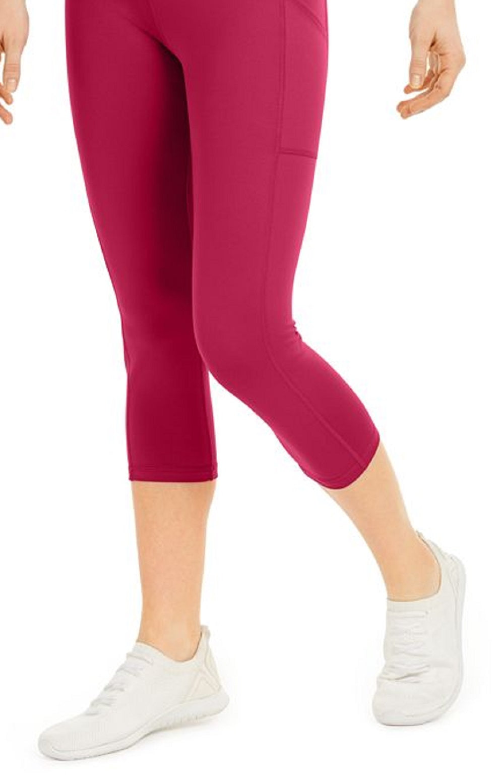 ID Ideology Women's High Rise Side Pocket Cropped Leggings Pink Size Small