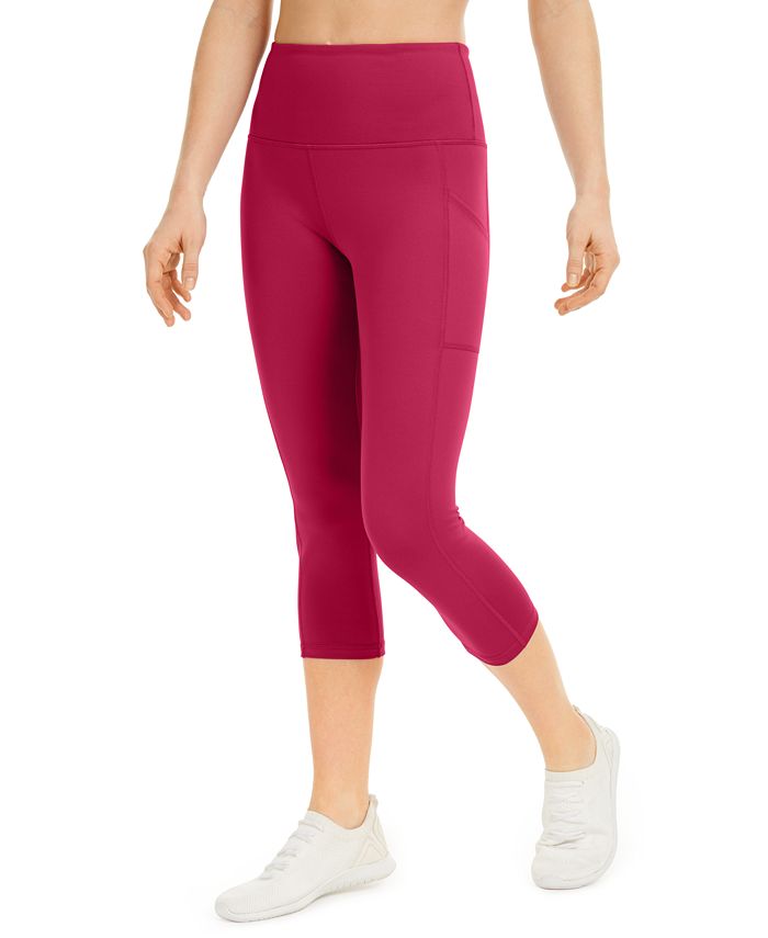 ID Ideology Women's Compression High Rise Side Pocket Cropped Leggings Pink Size Medium