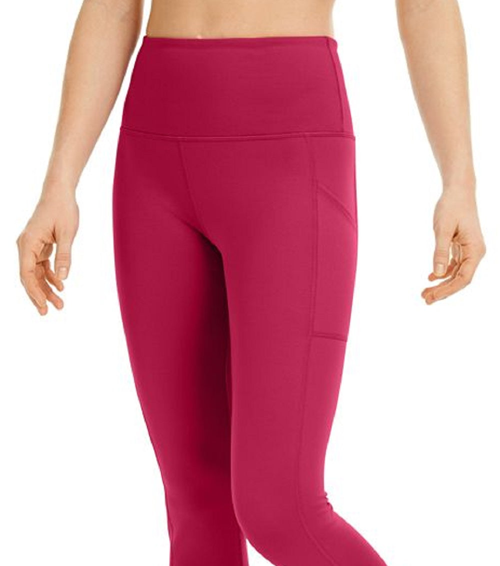 ID Ideology Women's Compression High Rise Side Pocket Cropped Leggings Pink Size Large