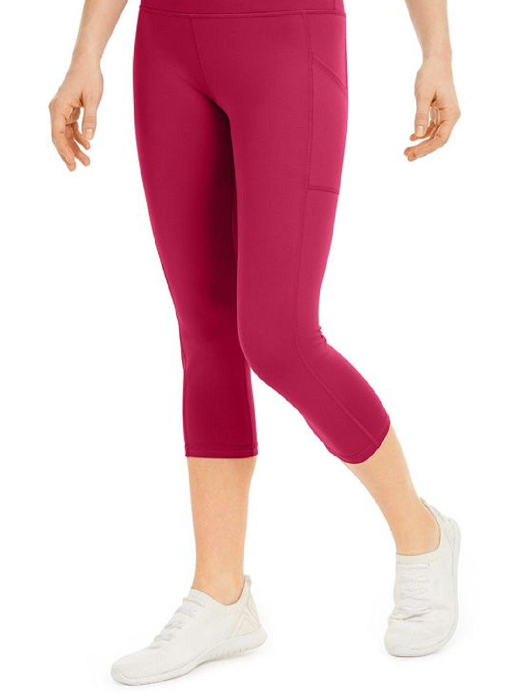 ID Ideology Women's Compression High Rise Side Pocket Cropped Leggings Pink Size Large