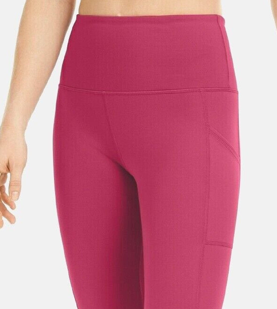 Id Ideology Women's Compression High-Rise Side-Pocket Cropped Leggings Pink Size XL