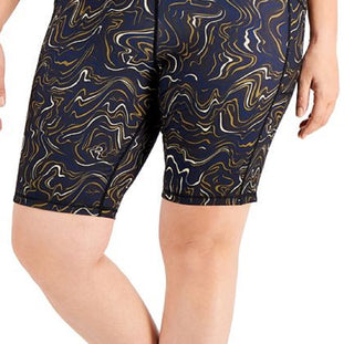 Ideology Women's Plus Marble Movement Bike Shorts Black Size 1X