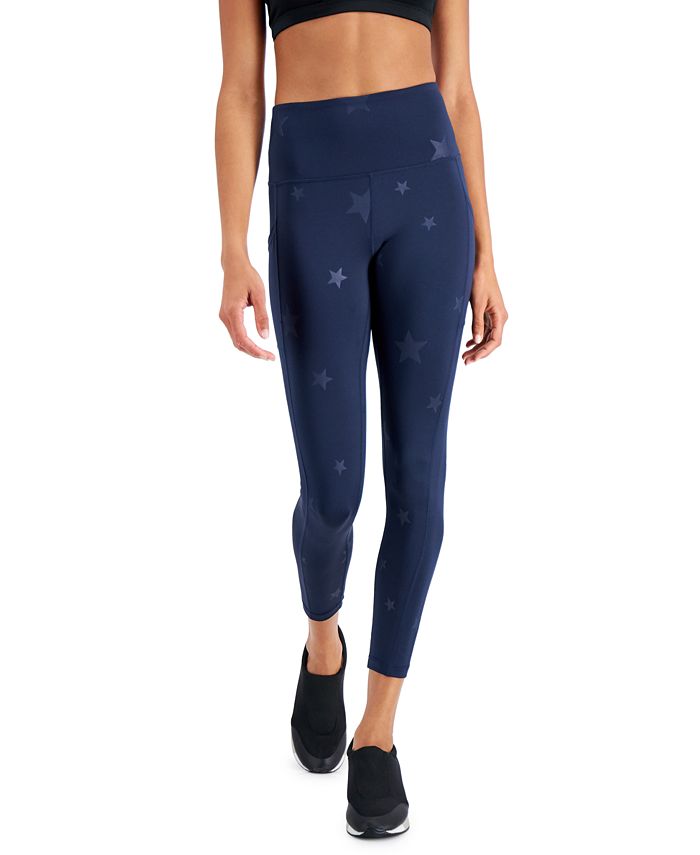 ID Ideology Women's Embossed Star Leggings Blue Size Small