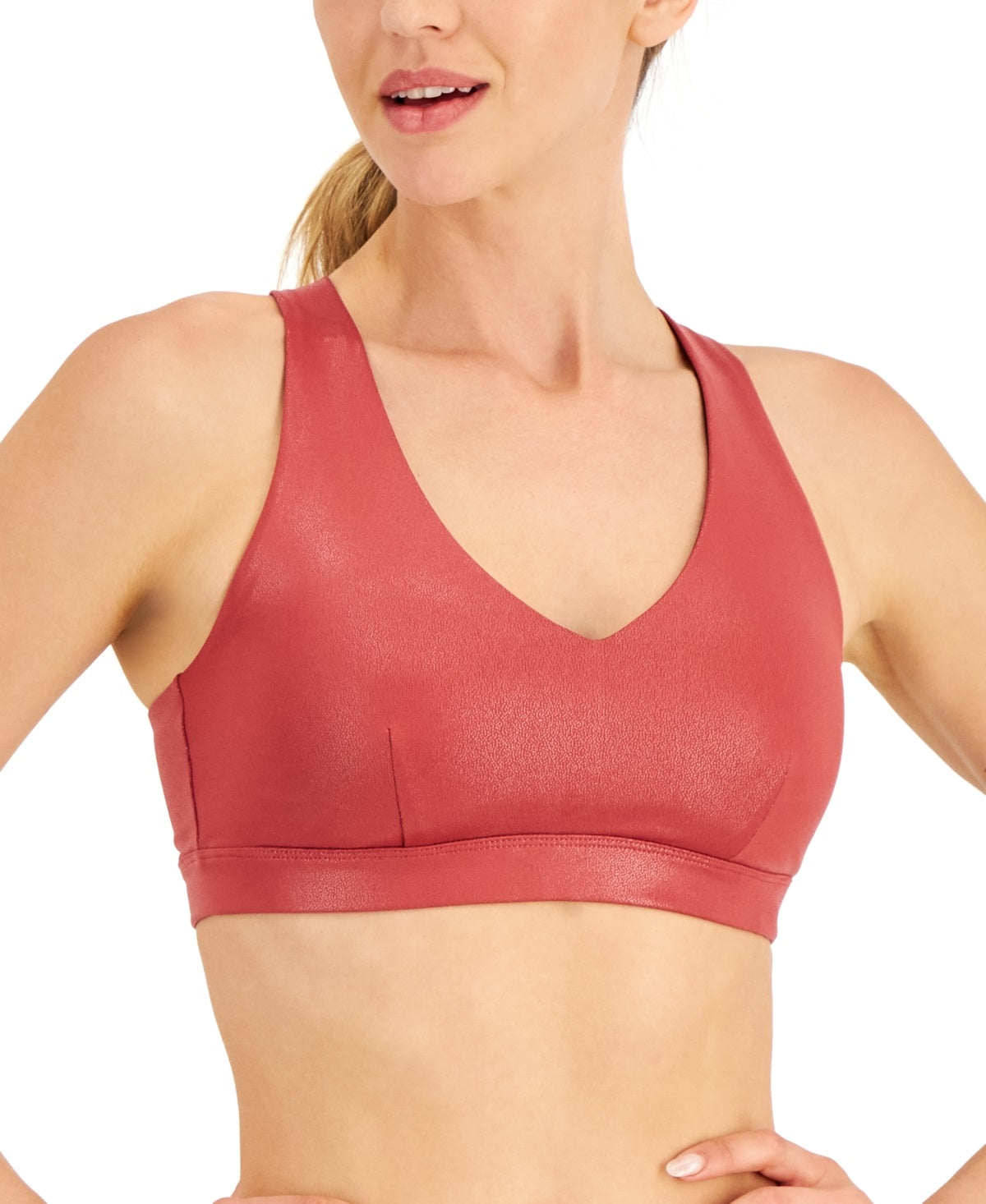 ID Ideology Women's Metallic Strappy Bra Red Size X-Large