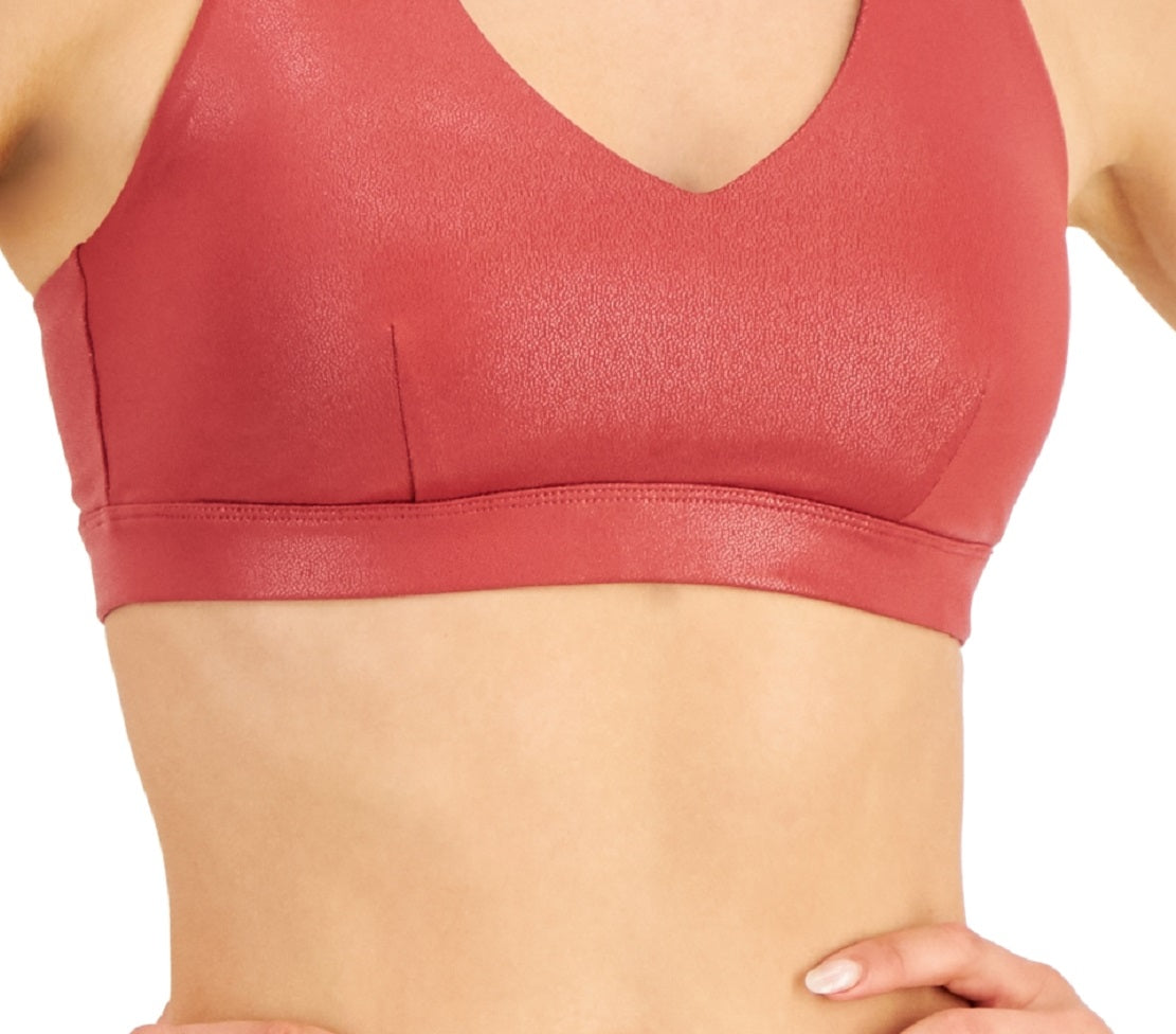 ID Ideology Women's Metallic Strappy Bra Red Size X-Large