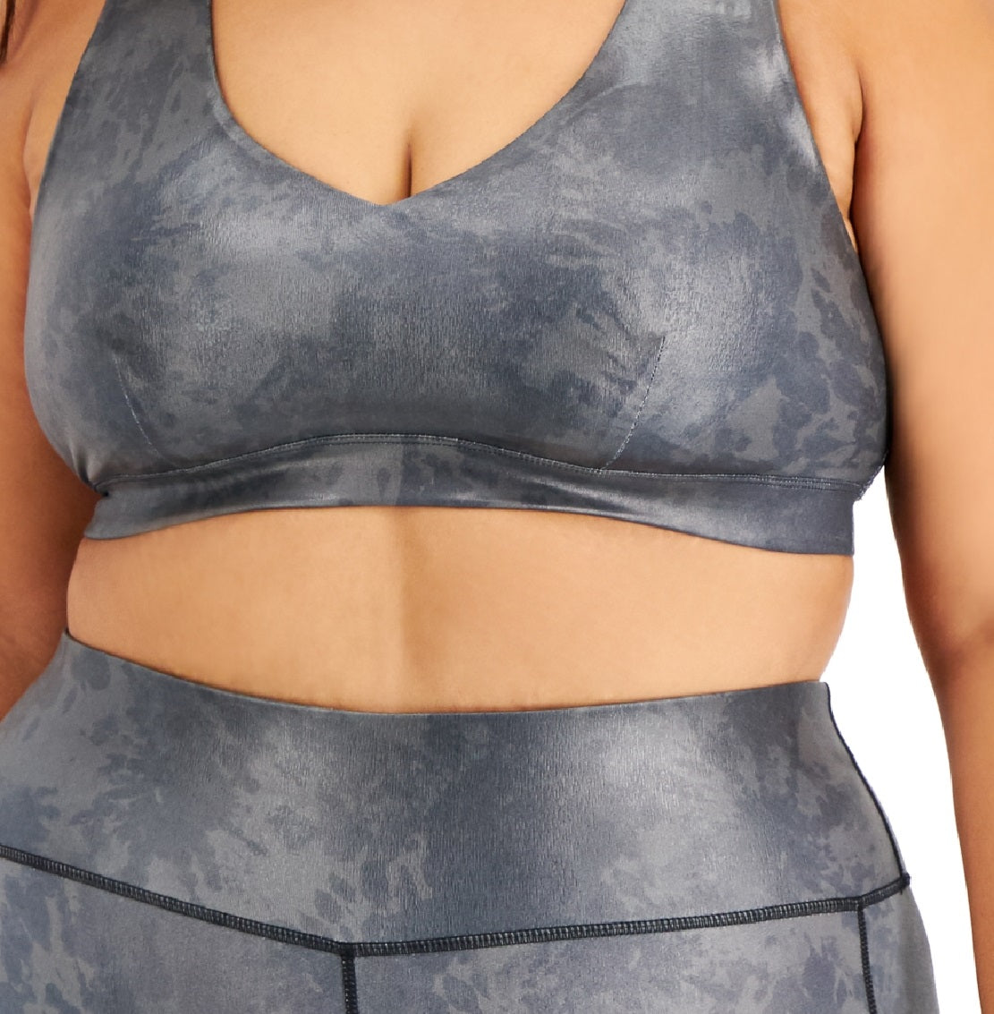 ID Ideology Women's Foiled Strappy Low Impact Sports Bra Gray Size 1X