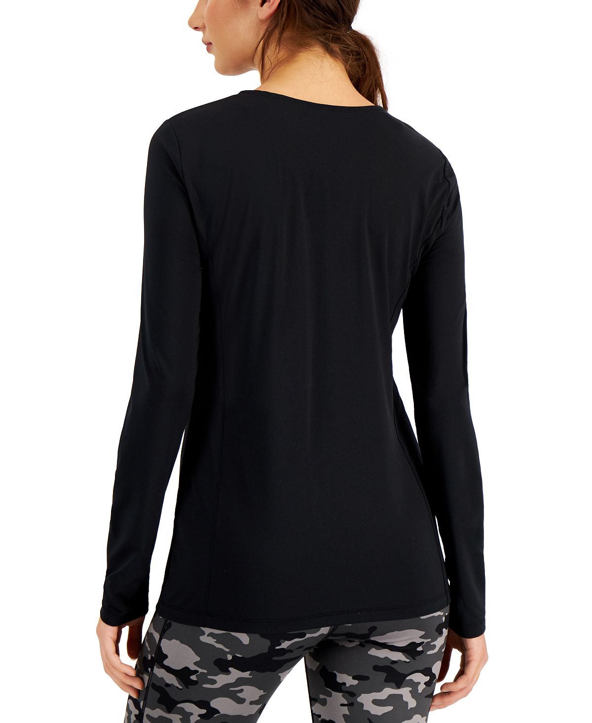 ID Ideology Women's Fitted Long Sleeve T-Shirt Black Size XX-Large