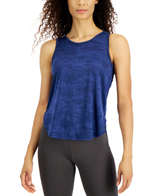 ID Ideology Women's Jacquard Camo Tank Top Blue Size Small