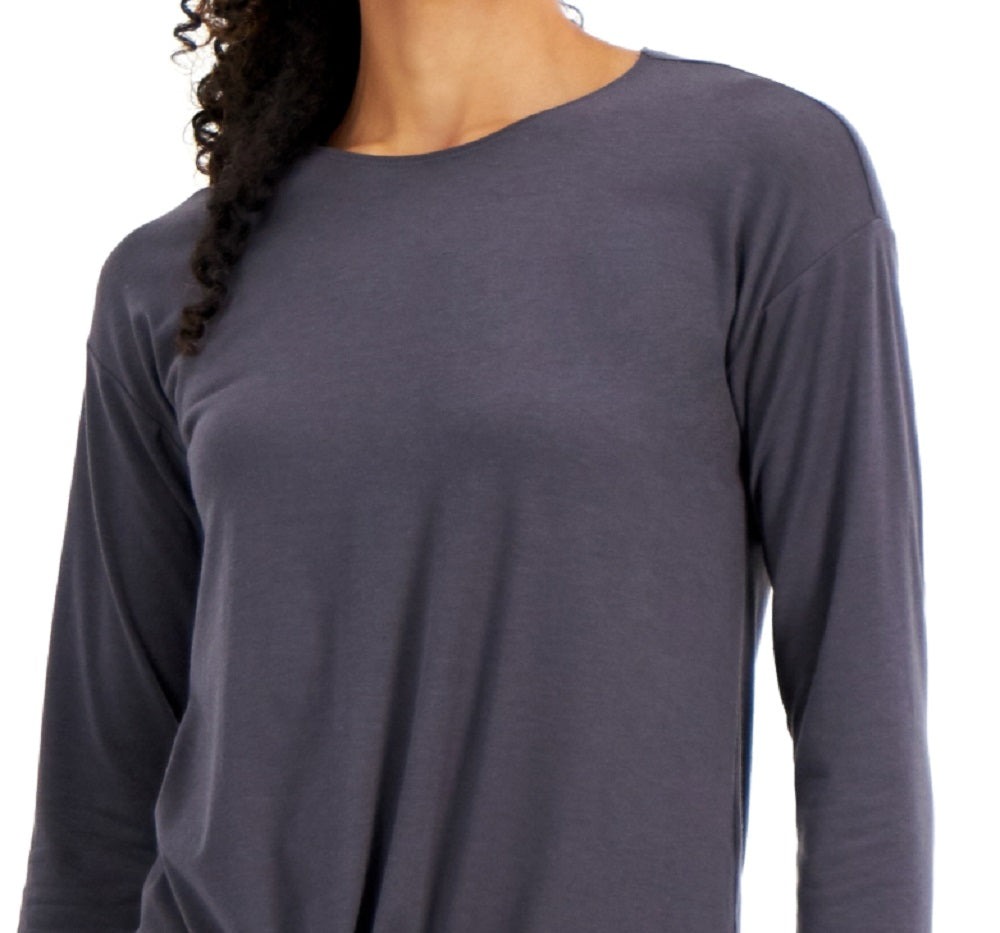 ID Ideology Women's Tie Front Top Gray Size X-Small
