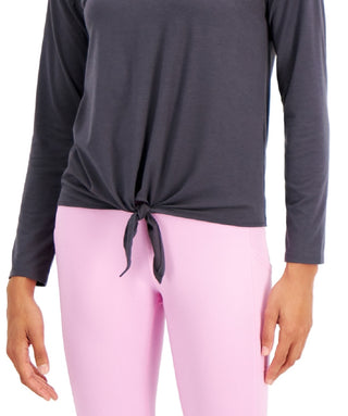 ID Ideology Women's Tie Front Top Gray Size X-Small