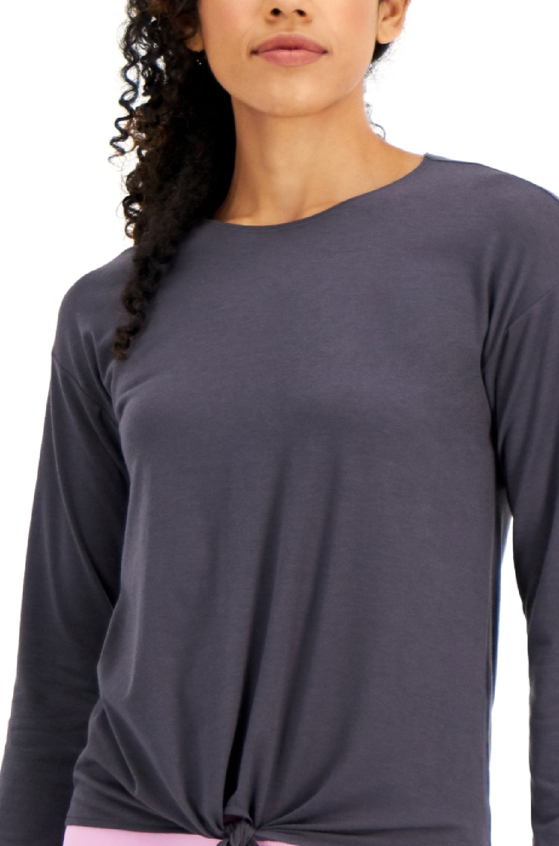 ID Ideology Women's Tie Front Top Gray Size Large