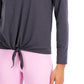 ID Ideology Women's Tie Front Top Gray Size Large