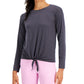 ID Ideology Women's Tie Front Top Gray Size Large