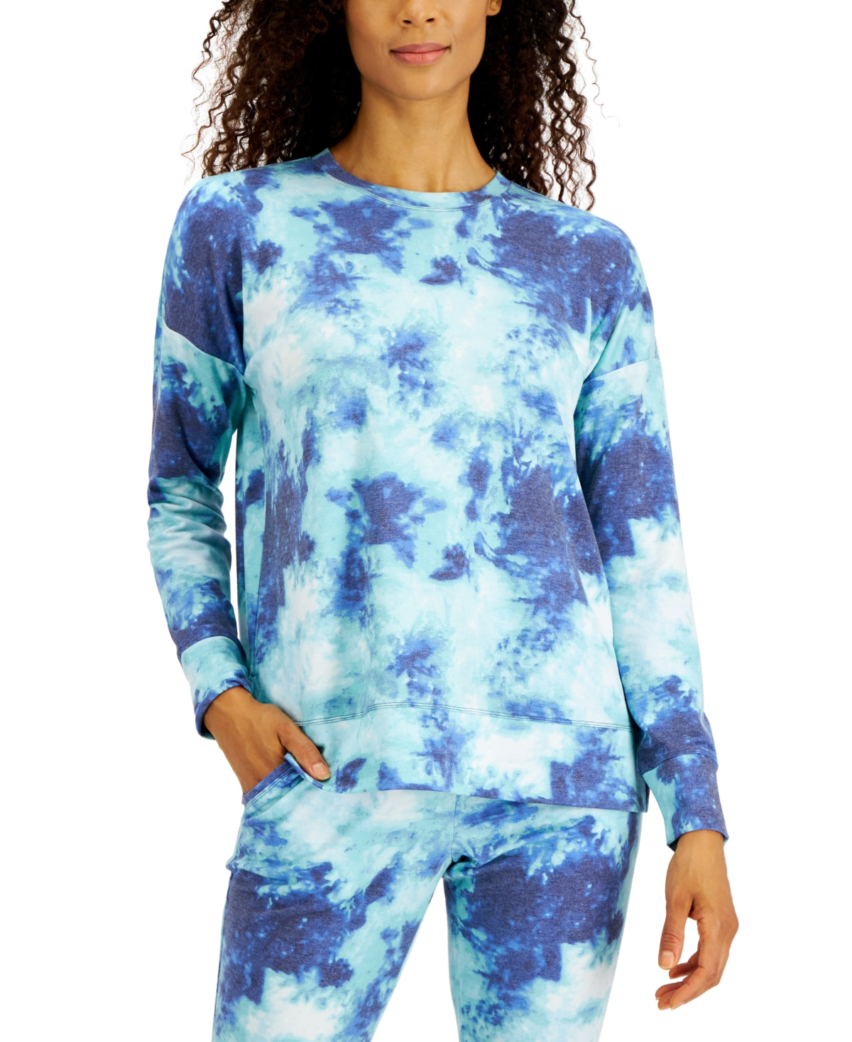 ID Ideology Women's Shades Tie Dyed Top Blue Size X-Large