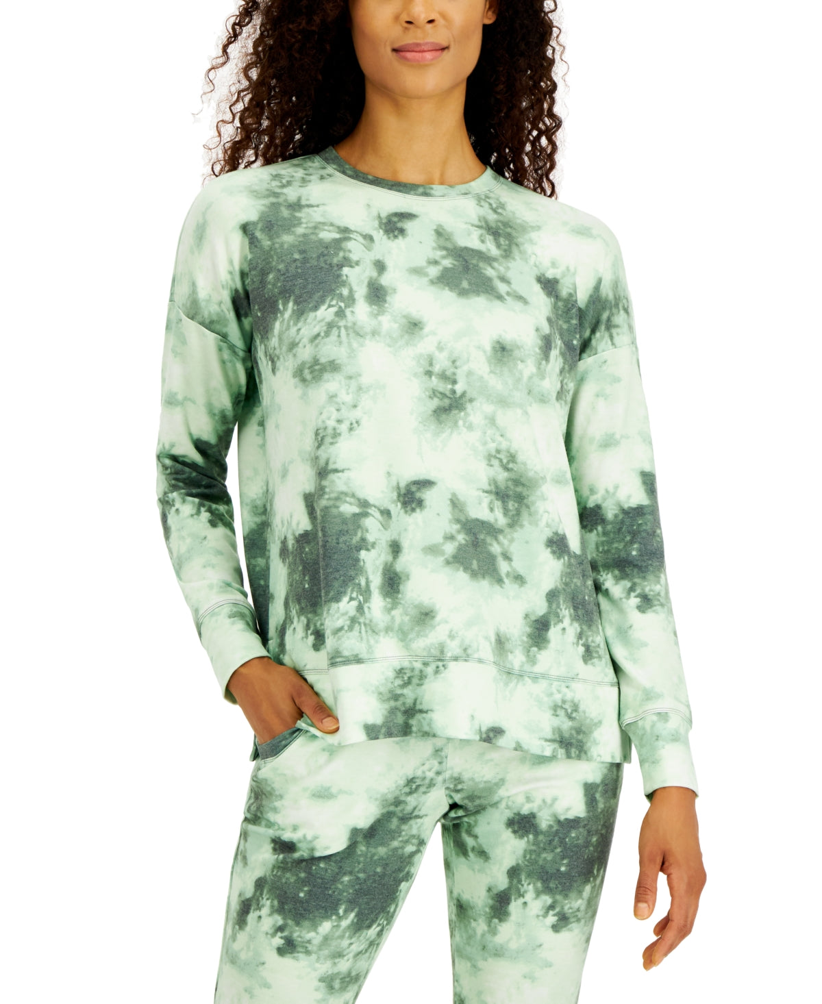 ID Ideology Women's Shades Tie Dyed Top Green Size Medium