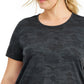 ID Ideology Women's Plus Camo Print Jacquard Moisture Wicking T-Shirt Black Size 1X