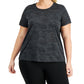 ID Ideology Women's Plus Camo Print Jacquard Moisture Wicking T-Shirt Black Size 1X