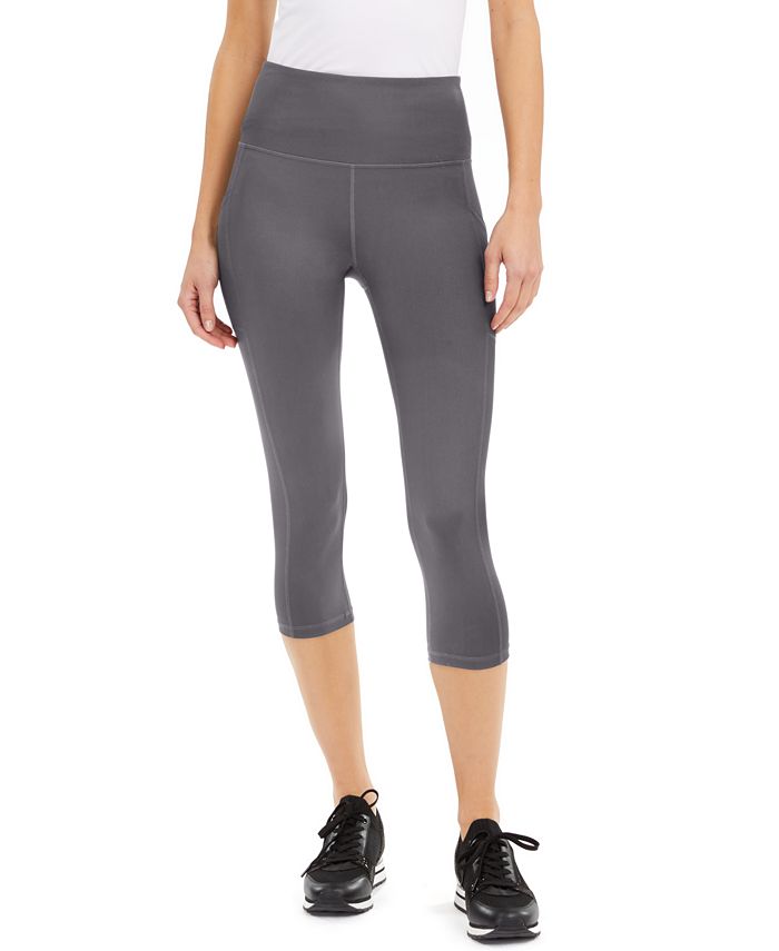 Id Ideology Women's Compression High Rise Side Pocket Cropped Leggings Purple Size Large