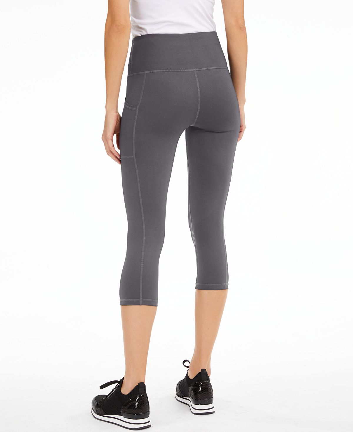 Id Ideology Women's Compression High Rise Side Pocket Cropped Leggings Purple Size Large