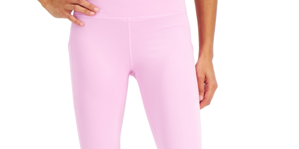 ID Ideology Women's Compression High Rise Side Pocket Cropped Leggings Black Size XXL