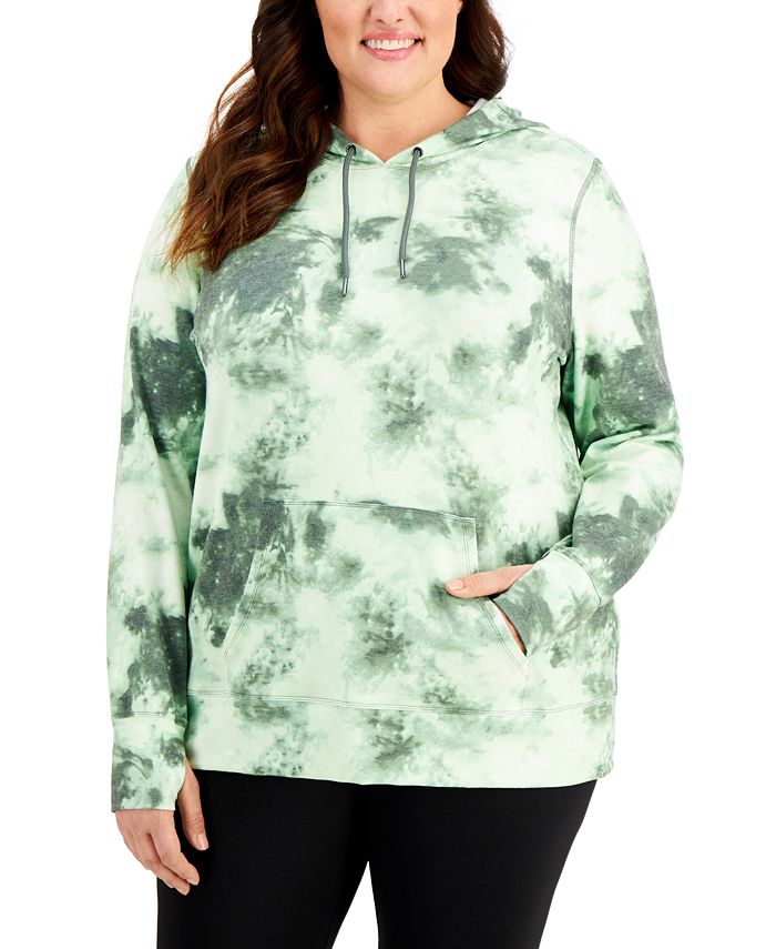 ID Ideology Women's Tie Dyed Hooded Sweatshirt Green Size 3X
