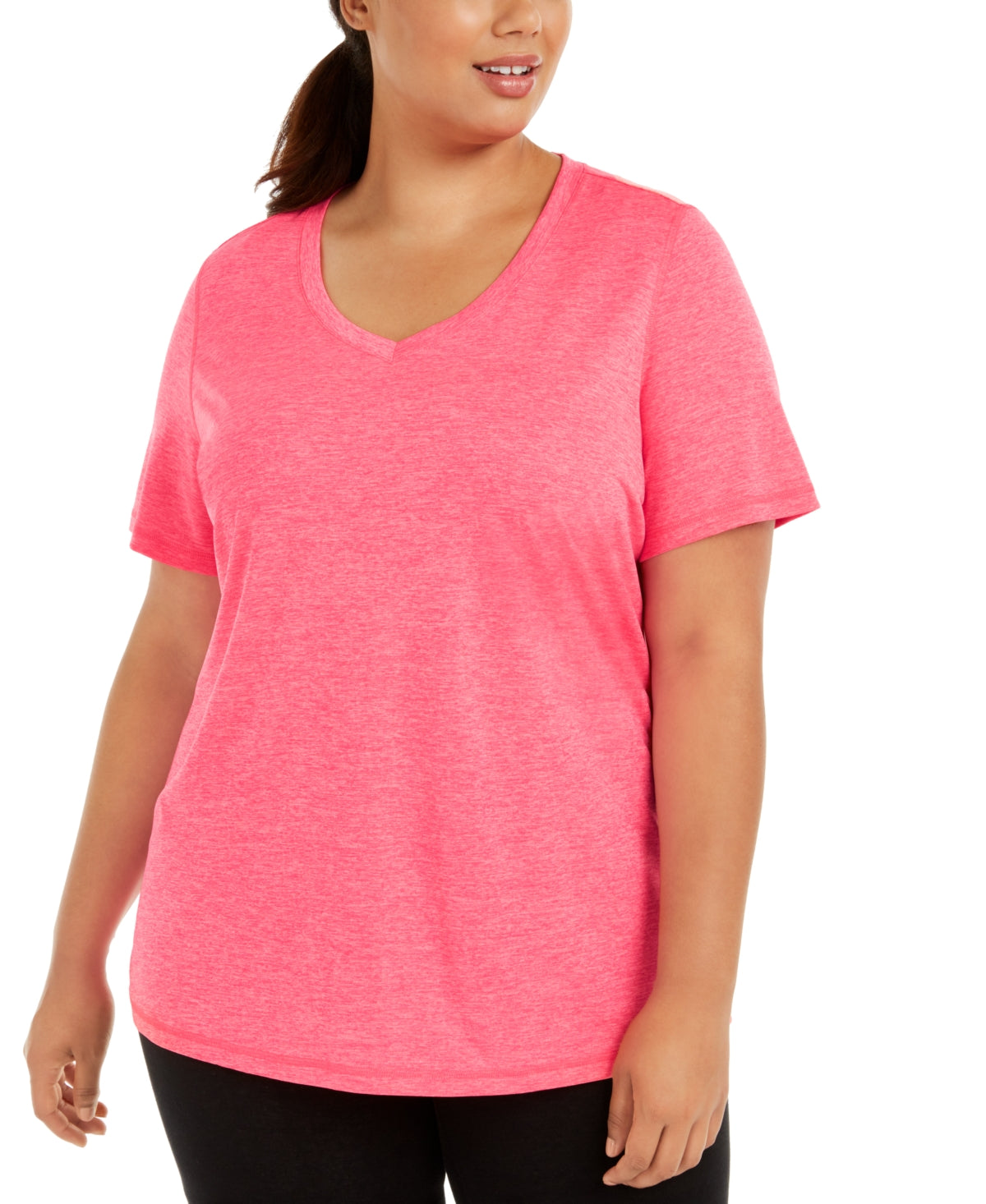 ID Ideology Women's Rapidry V Neck Performance T-Shirt Pink Size 2X