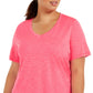 ID Ideology Women's Rapidry V Neck Performance T-Shirt Pink Size 2X