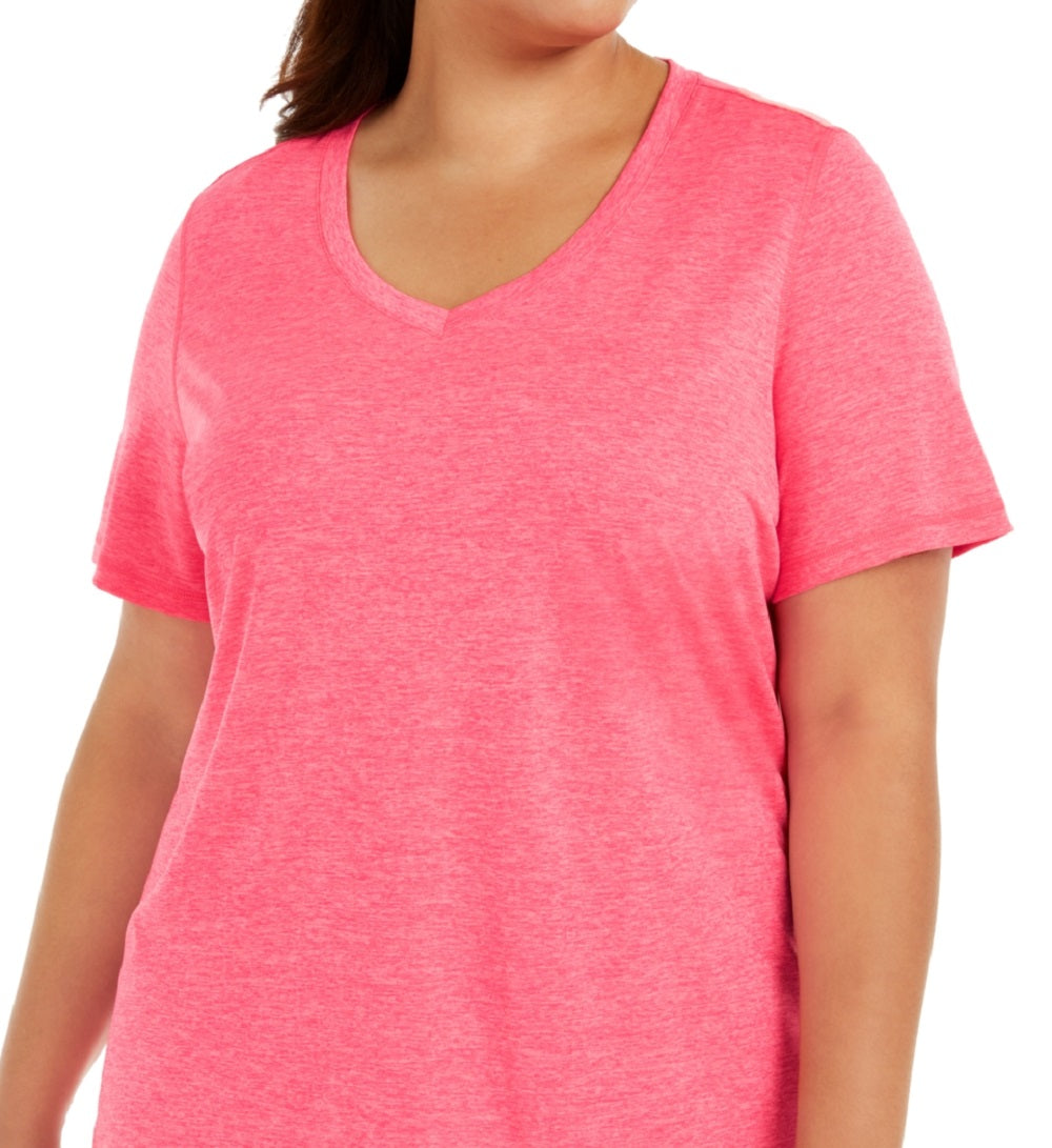 ID Ideology Women's Rapidry V Neck Performance T-Shirt Pink Size 3X