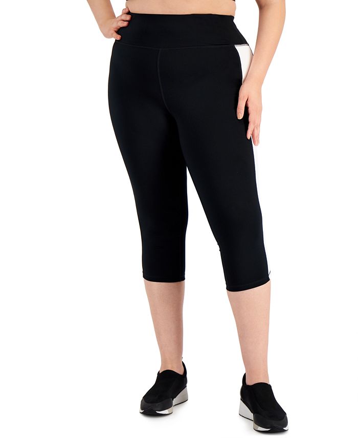 ID Ideology Women's Colorblocked Capri Leggings Black Size 3X