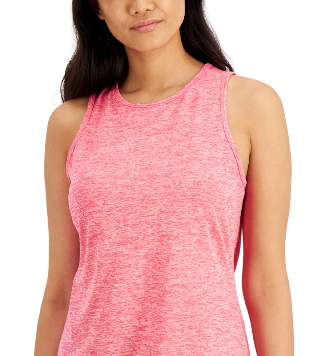ID Ideology Women's Essentials Heathered Keyhole Back Tank Top Pink Size Small
