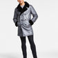 INC International Concepts Men's Faux Fur Trim Faux Leather Coat Gray Size Small