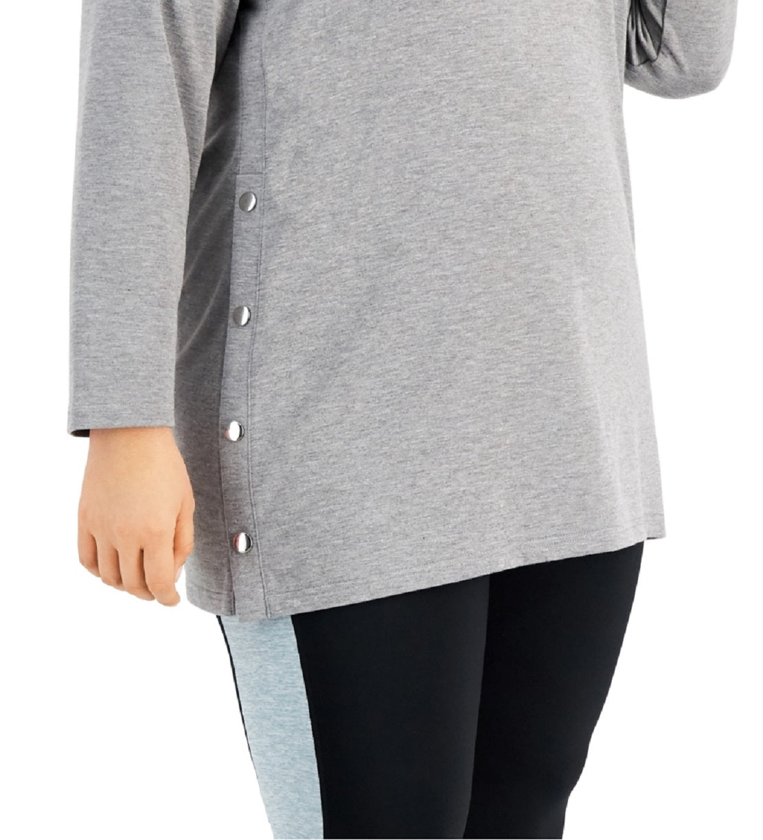ID Ideology Women's Side Snap Tunic Top Gray Size 1X