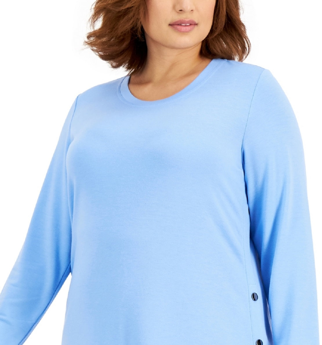 ID Ideology Women's Side Snap Tunic Top Blue Size 3X