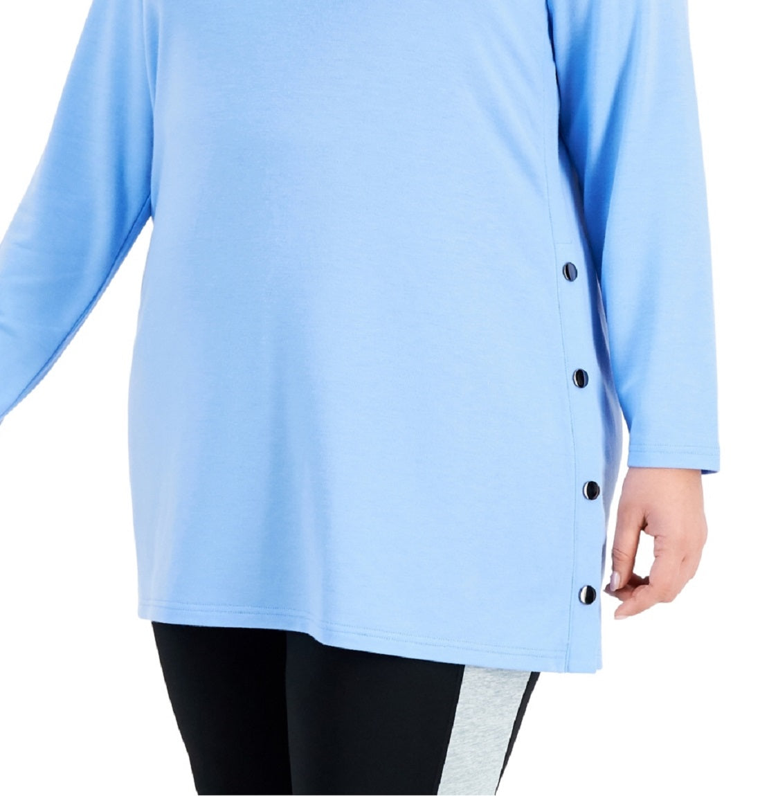 ID Ideology Women's Side Snap Tunic Top Blue Size 3X
