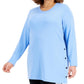 ID Ideology Women's Side Snap Tunic Top Blue Size 3X