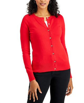Charter Club Women's Button Cardigan Red Size Medium