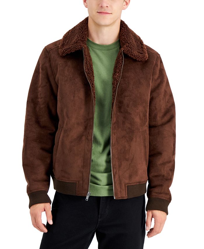 Alfani Men's Suede Bomber Brown Size Small