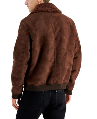 Alfani Men's Suede Bomber Brown Size Size Large