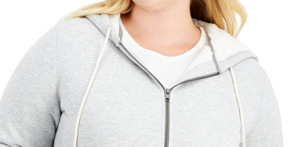 Style & Co Women's Sherpa Lined Hoodie Gray Size 1X