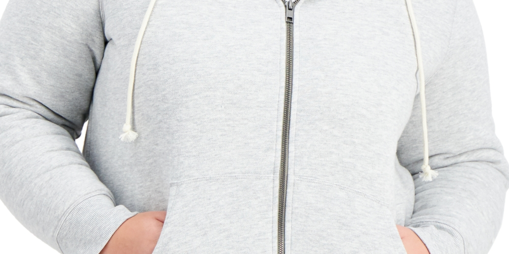 Style & Co Women's Sherpa Lined Hoodie Gray Size 1X